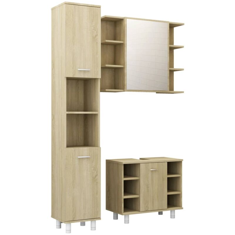 

Conjunto de muebles de baño 3 piezas aglomerado roble sonoma - Marrón - Vidaxl