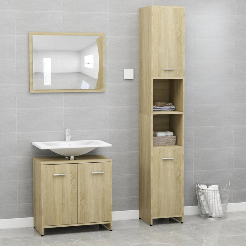 

Conjunto de muebles de bano 3 piezas aglomerado roble sonoma