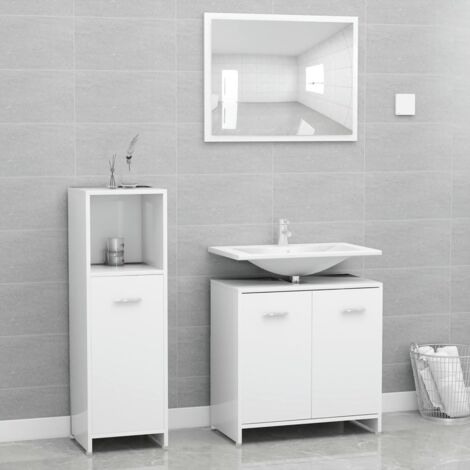 Conjunto de muebles de baño 3 pzas madera contrachapada blanco vidaXL