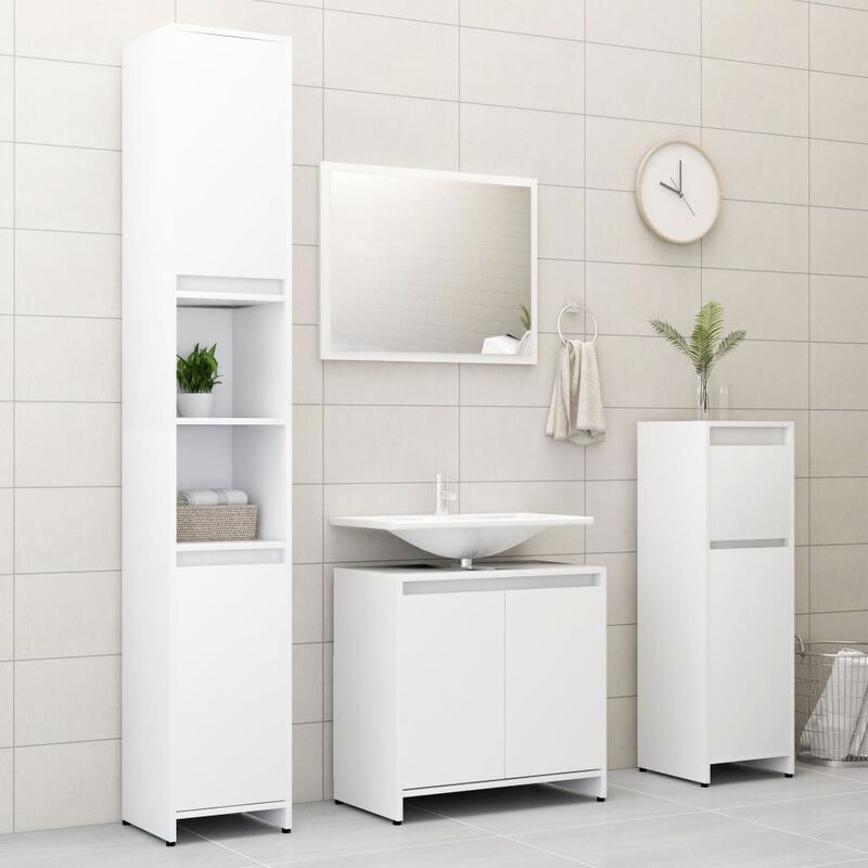 

Conjunto de muebles de baño 4 piezas aglomerado blanco