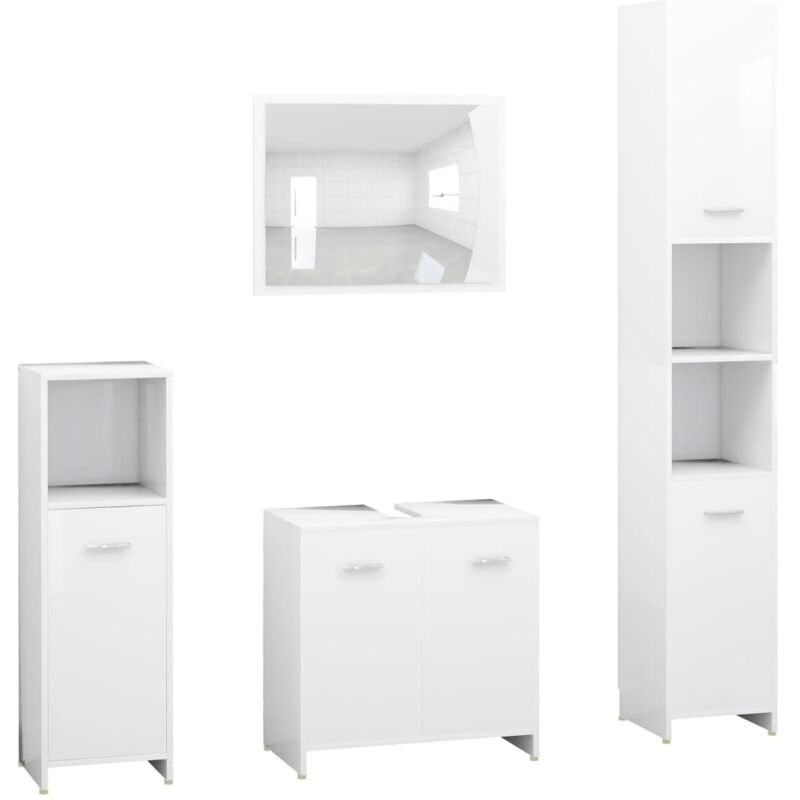 

Conjunto de muebles de baño 4 piezas aglomerado blanco - Blanco - Vidaxl