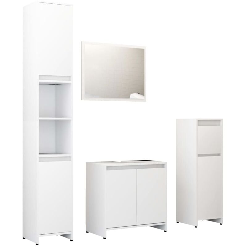 

Conjunto de muebles de baño 4 piezas aglomerado blanco - Blanco - Vidaxl