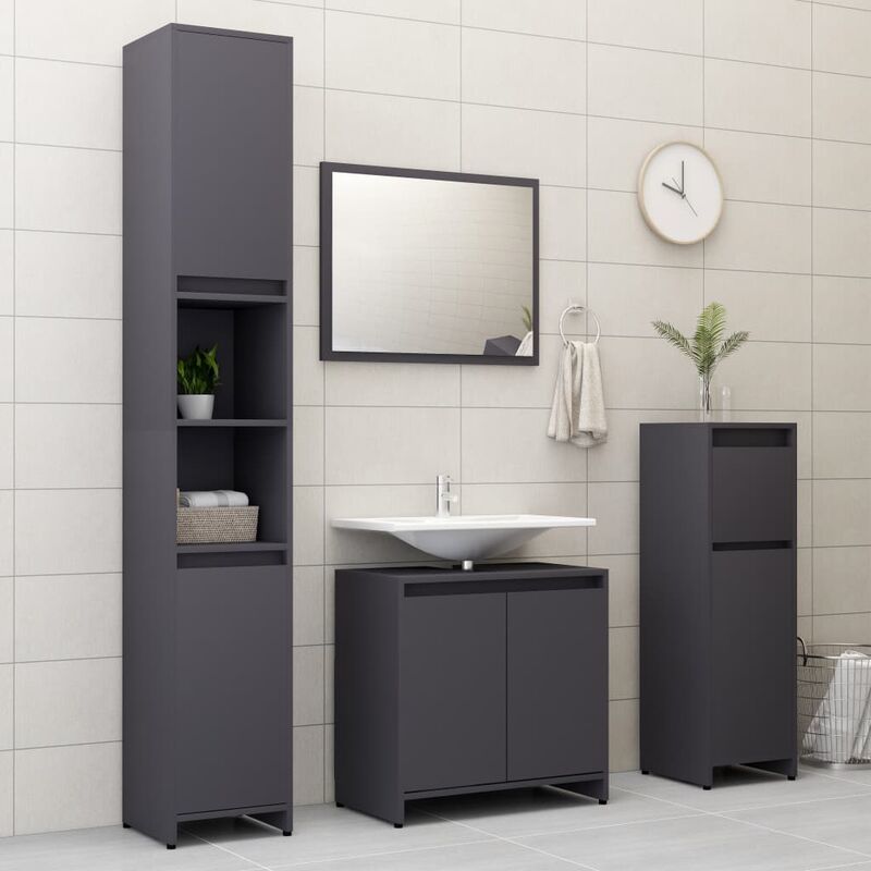 

Conjunto de muebles de baño 4 piezas aglomerado gris