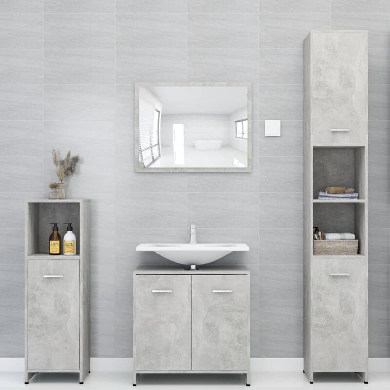

Conjunto de muebles de bano 4 piezas aglomerado gris hormigon