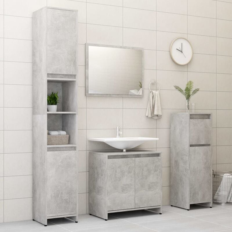 

Conjunto de muebles de baño 4 piezas aglomerado gris hormigón