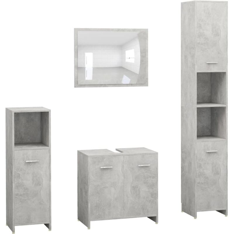 

Conjunto de muebles de baño 4 piezas aglomerado gris hormigón - Gris - Vidaxl