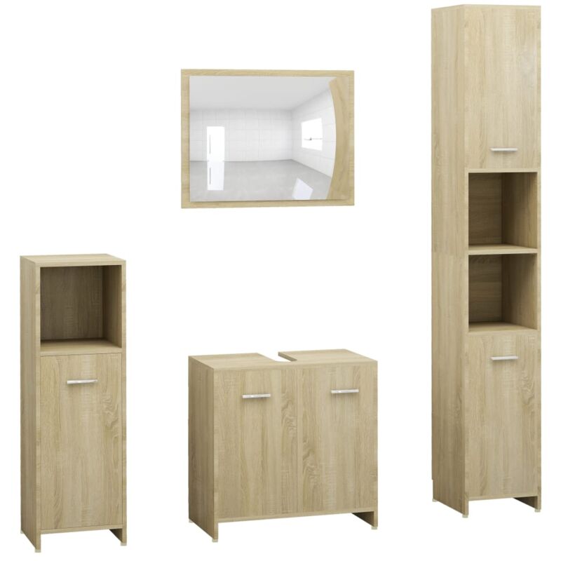 

Conjunto de muebles de baño 4 piezas aglomerado roble sonoma - Marrón - Vidaxl