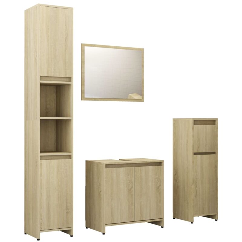 

Conjunto de muebles de baño 4 piezas aglomerado roble sonoma - Marrón - Vidaxl