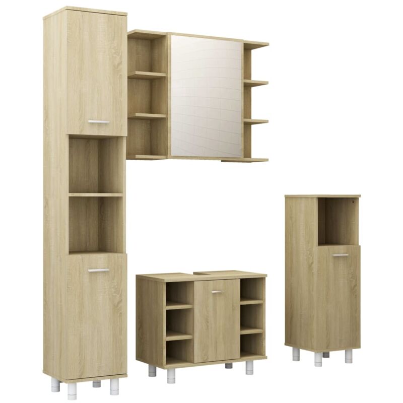 

Conjunto de muebles de baño 4 piezas aglomerado roble sonoma - Marrón - Vidaxl