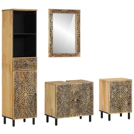 Conjunto de muebles de baño 4 piezas madera maciza de mango vidaXL