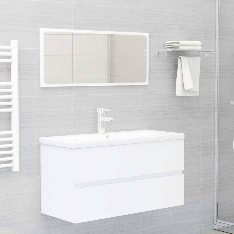 

Happyshopping - Conjunto de muebles de bano aglomerado blanco