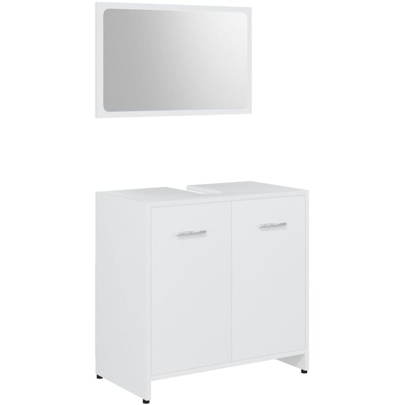 

Conjunto de muebles de baño aglomerado blanco - Blanco - Vidaxl