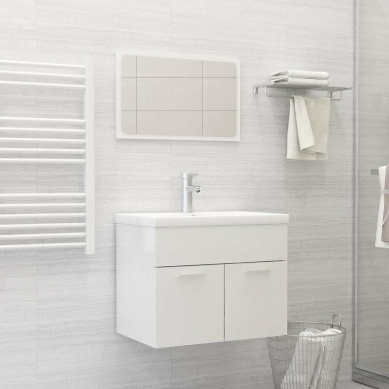 

Conjunto de muebles de bano aglomerado blanco brillante
