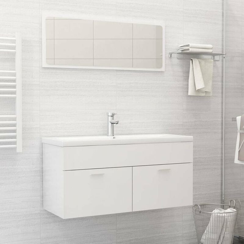

Conjunto de muebles de bano aglomerado blanco brillante