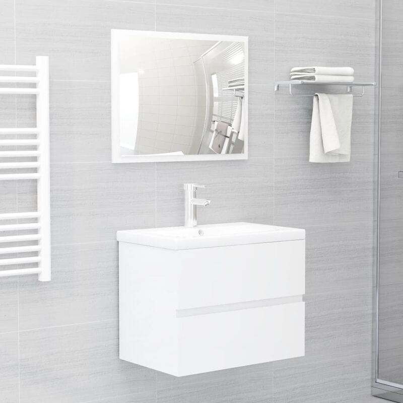 

Conjunto de muebles de bano aglomerado blanco brillante
