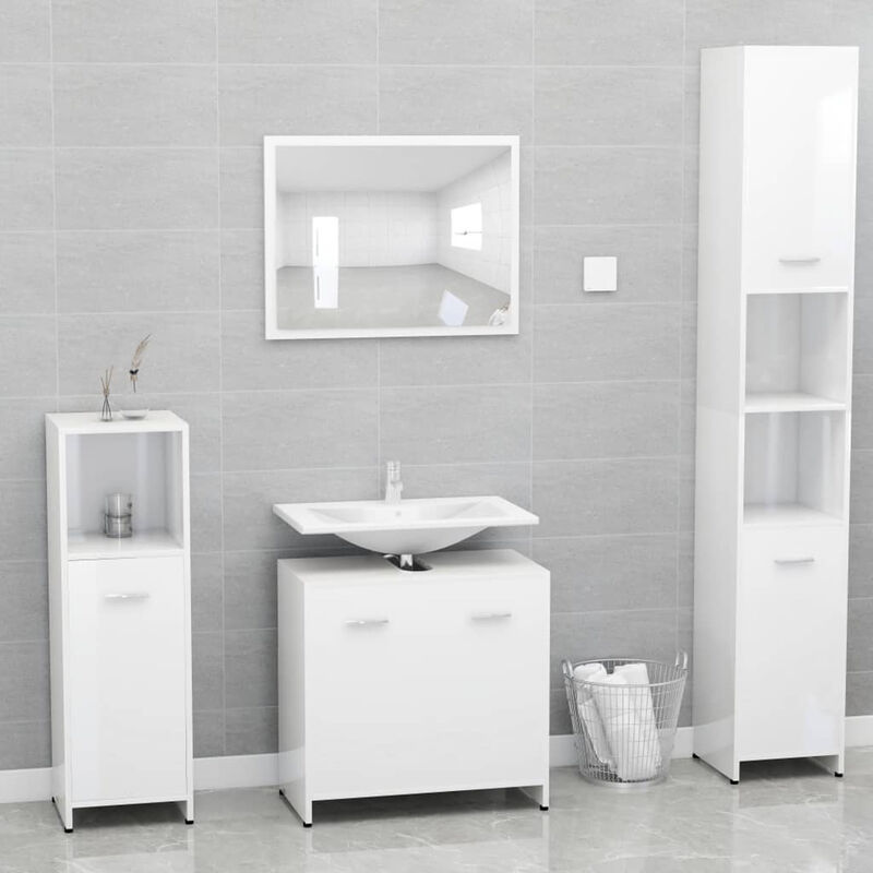 

Conjunto de muebles de bano aglomerado blanco brillante