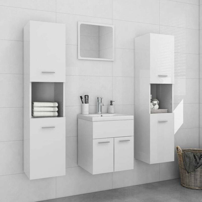 

Conjunto de muebles de bano aglomerado blanco brillante