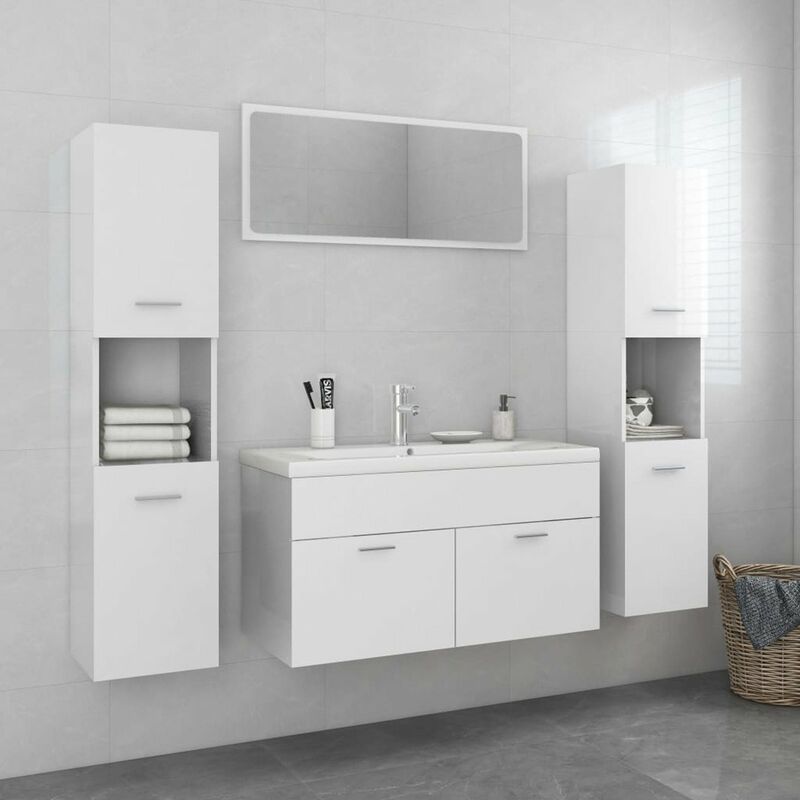 

Conjunto de muebles de bano aglomerado blanco brillante