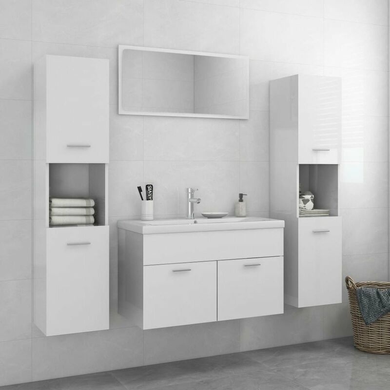 

Conjunto de muebles de bano aglomerado blanco brillante