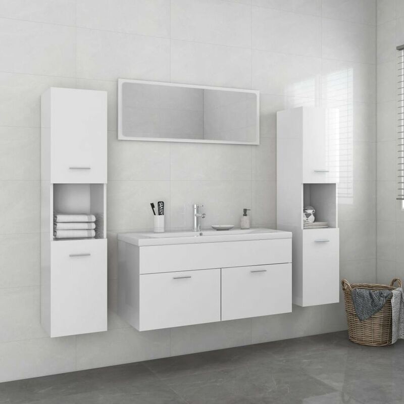 

Conjunto de muebles de bano aglomerado blanco brillante