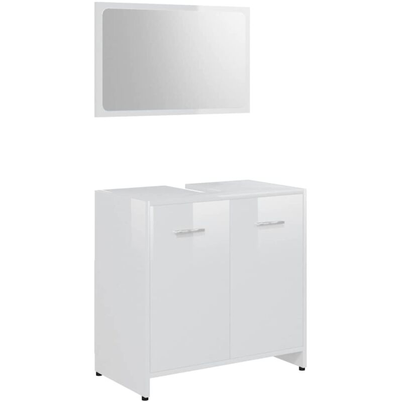 

Conjunto de muebles de baño aglomerado blanco brillante - Blanco - Vidaxl