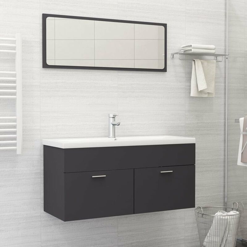 

Happyshopping - Conjunto de muebles de bano aglomerado gris