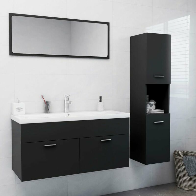 

Happyshopping - Conjunto de muebles de bano aglomerado gris