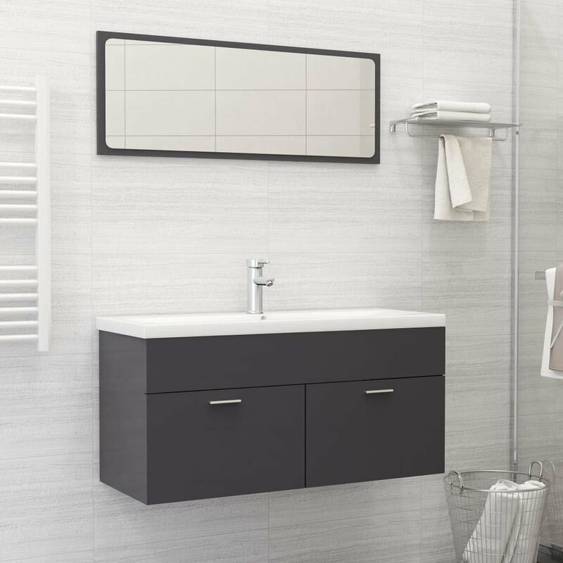 

Conjunto de muebles de bano aglomerado gris brillante