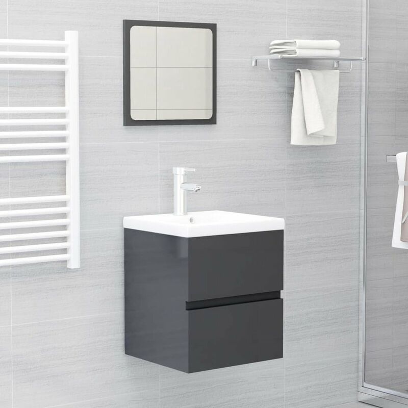 

Conjunto de muebles de bano aglomerado gris brillante