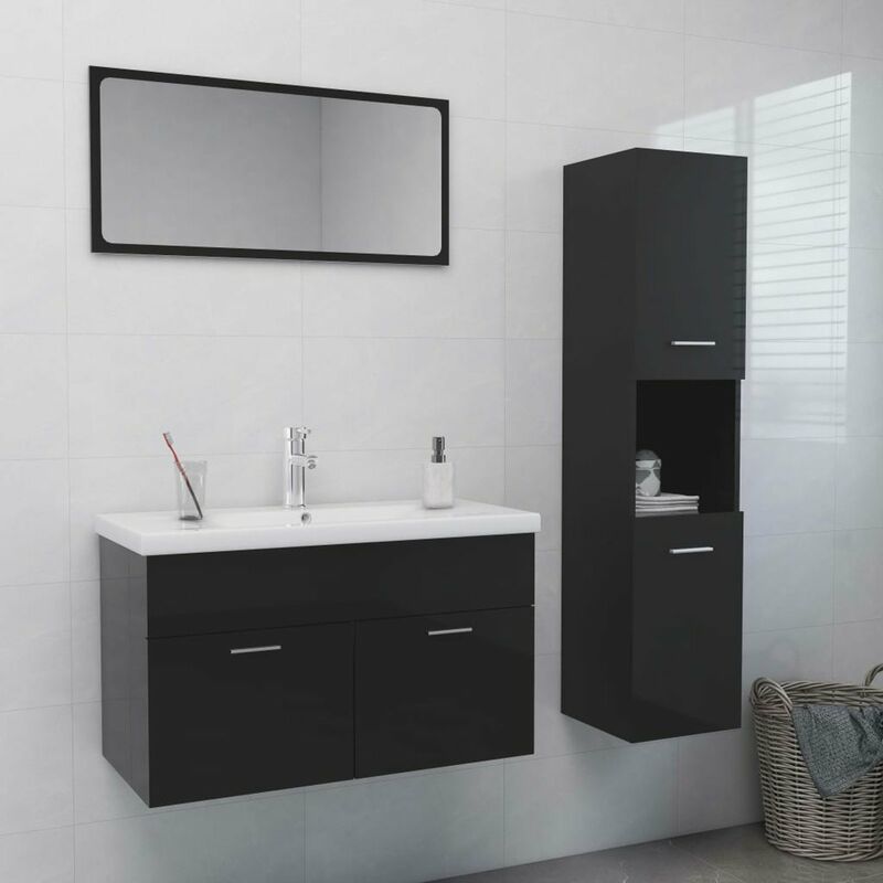 

Conjunto de muebles de bano aglomerado gris brillante