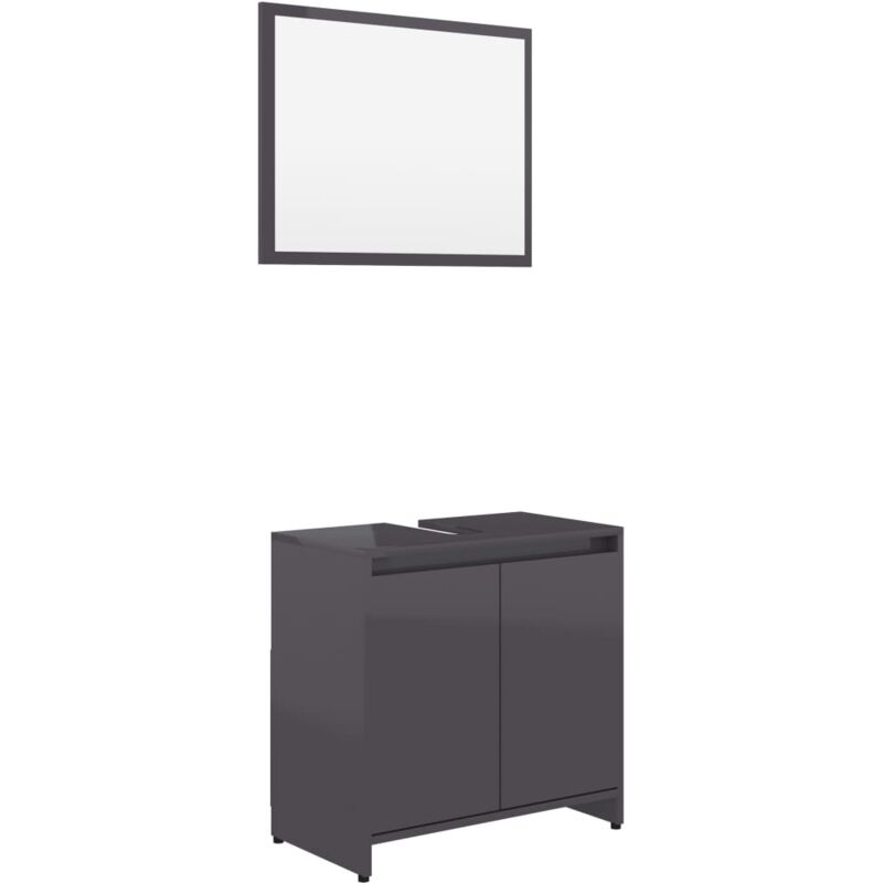 

Conjunto de muebles de baño aglomerado gris brillante - Gris - Vidaxl