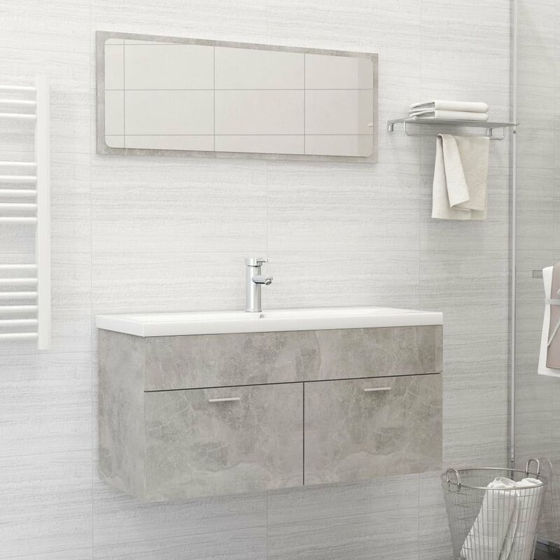 

Conjunto de muebles de bano aglomerado gris hormigon