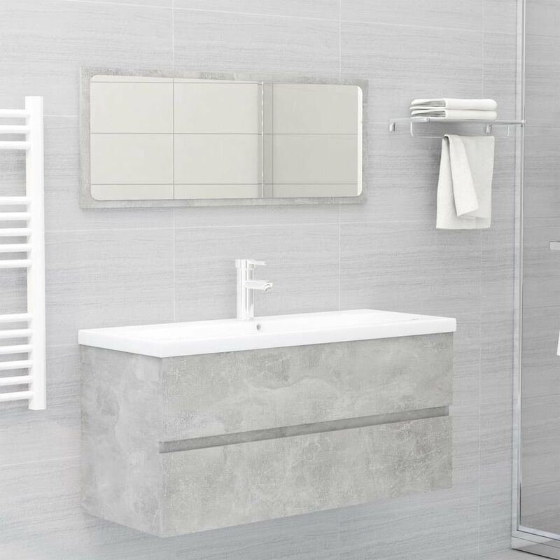 

Happyshopping - Conjunto de muebles de bano aglomerado gris hormigon