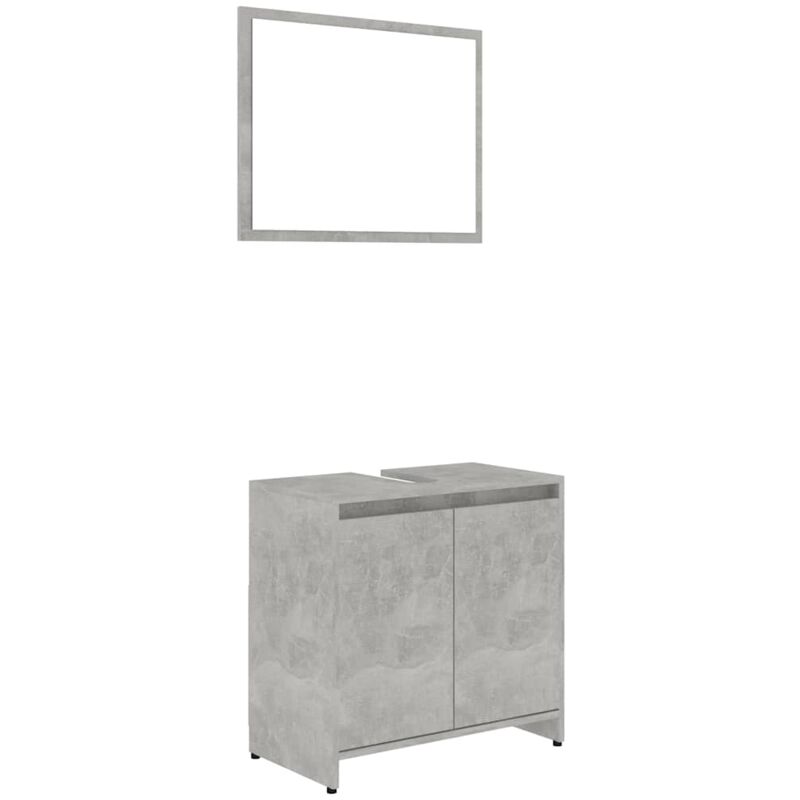 

Conjunto de muebles de baño aglomerado gris hormigón - Gris - Vidaxl