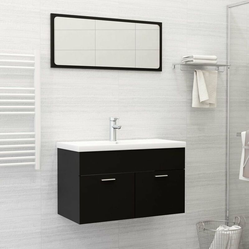 

Happyshopping - Conjunto de muebles de bano aglomerado negro