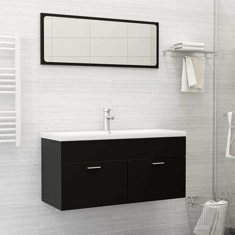 

Happyshopping - Conjunto de muebles de bano aglomerado negro