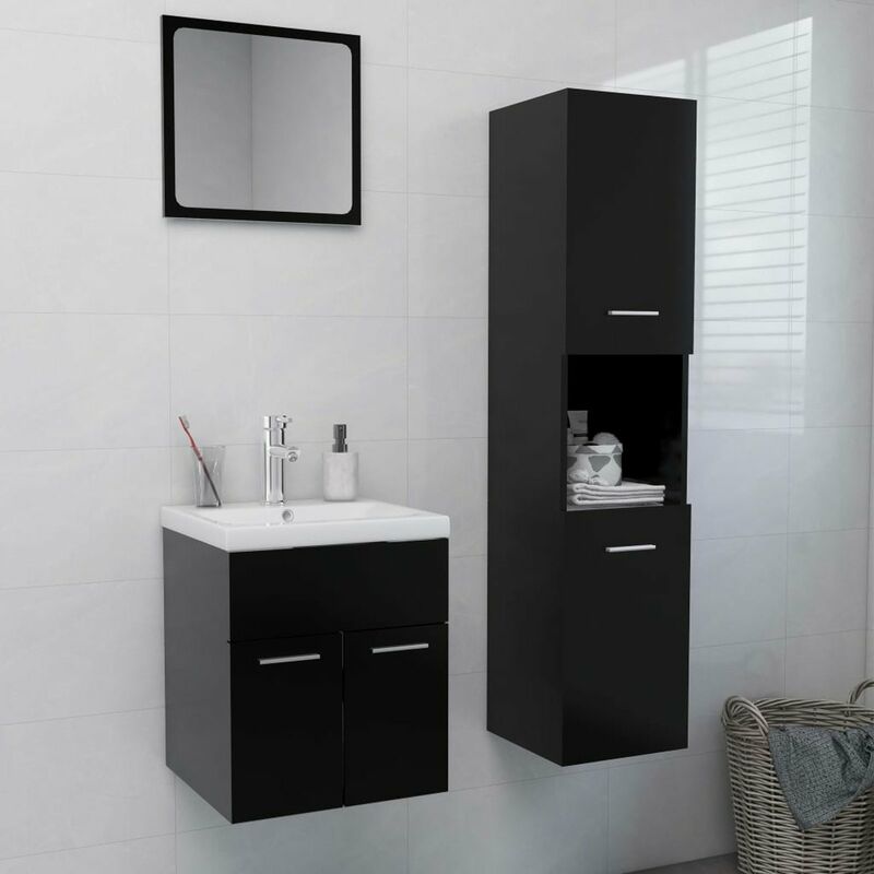 

Happyshopping - Conjunto de muebles de bano aglomerado negro
