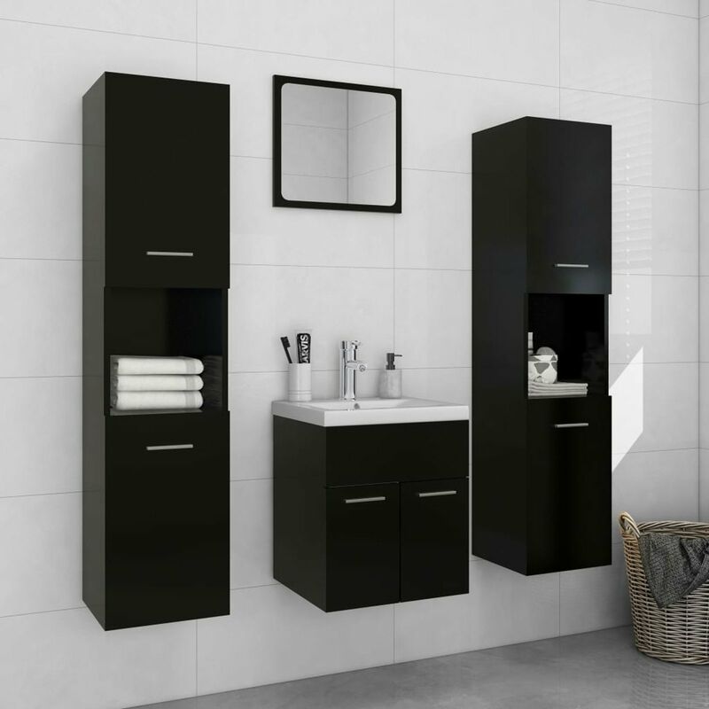 

Happyshopping - Conjunto de muebles de bano aglomerado negro