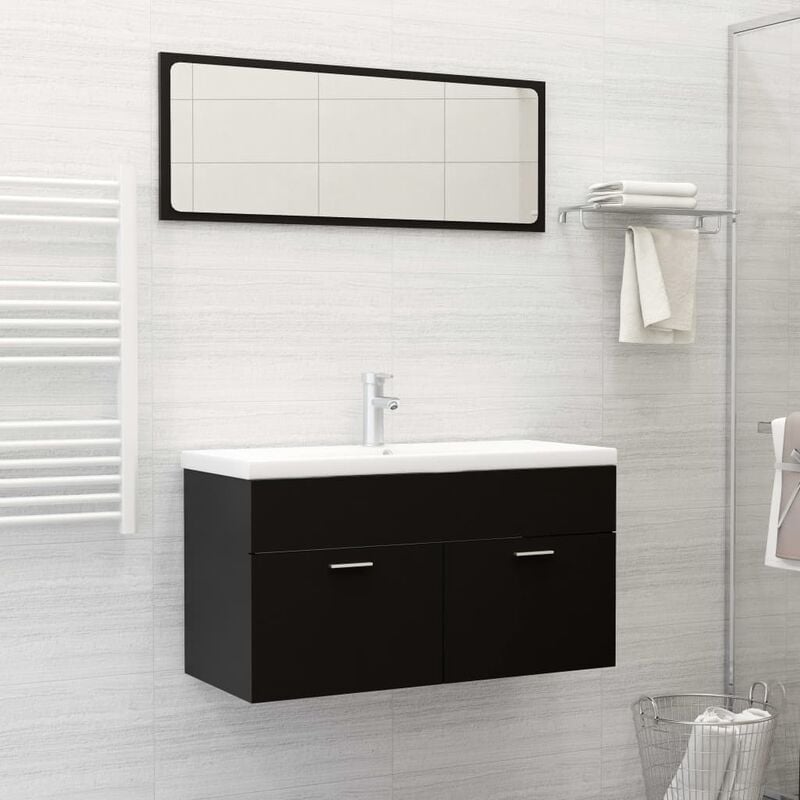 

Conjunto de muebles de baño aglomerado negro