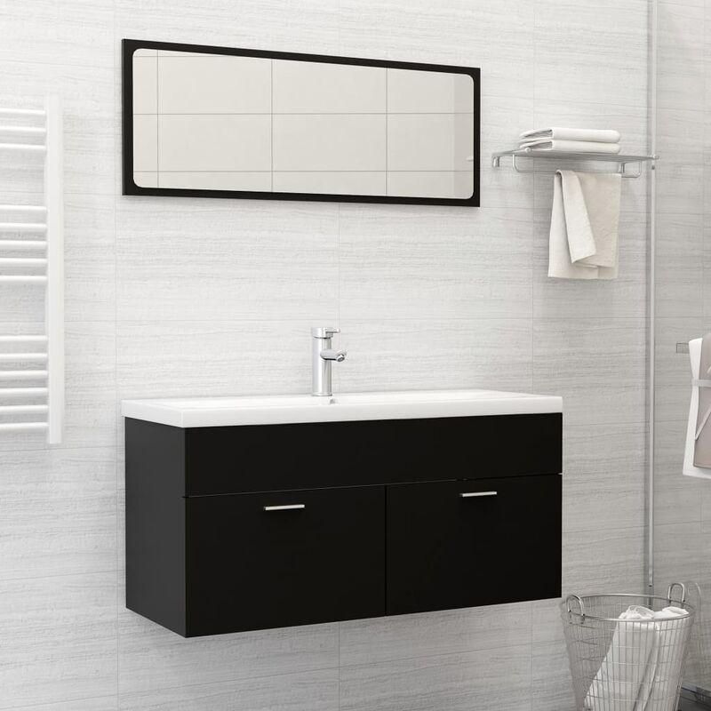 

Conjunto de muebles de baño aglomerado negro