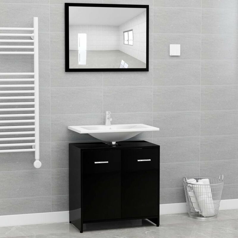 

Conjunto de muebles de bano aglomerado negro brillante