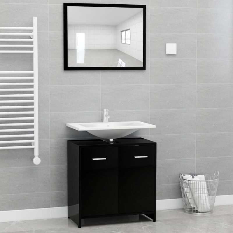 

Conjunto de muebles de baño aglomerado negro brillante