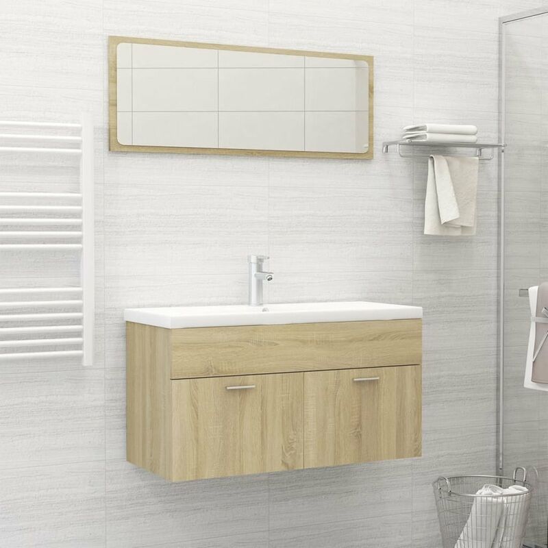 

Conjunto de muebles de bano aglomerado roble Sonoma