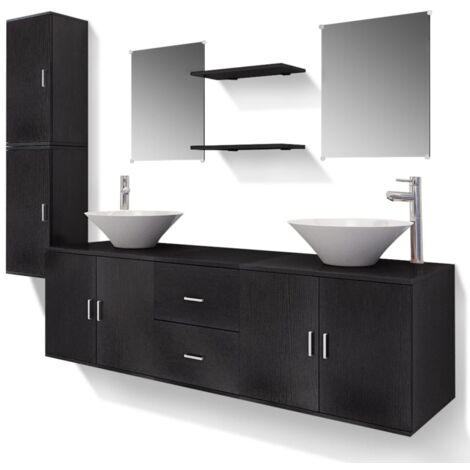Set muebles para baño lavabo y grifo 9x Beige/Negro Multimodelo