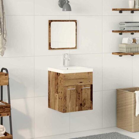 Conjunto de Muebles de Baño con puerta 3 pcs Madera Vieja