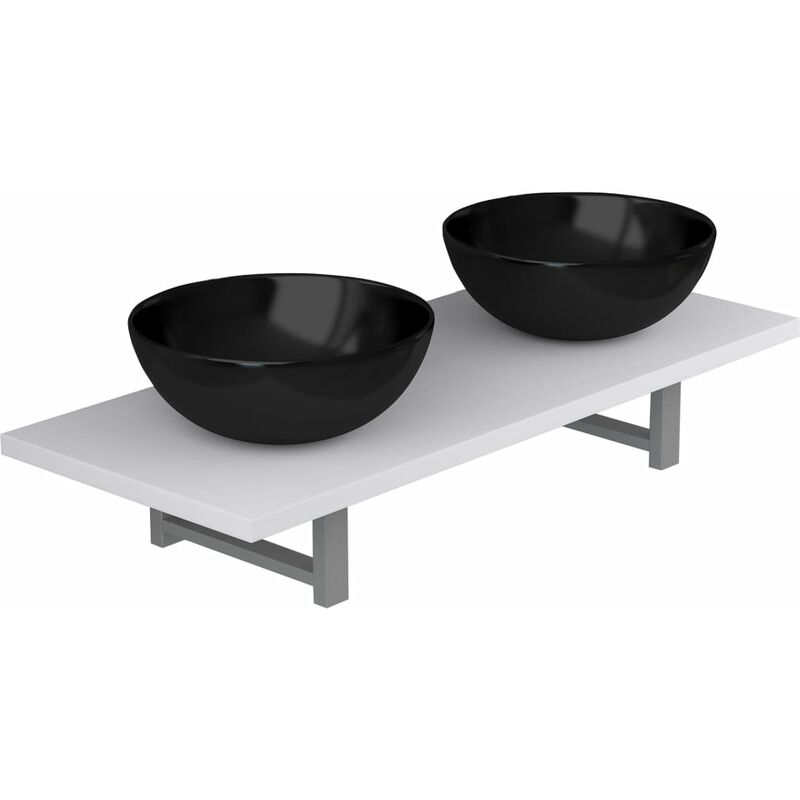 

Conjunto de muebles de baño de tres piezas cerámica blanco - Blanco - Vidaxl