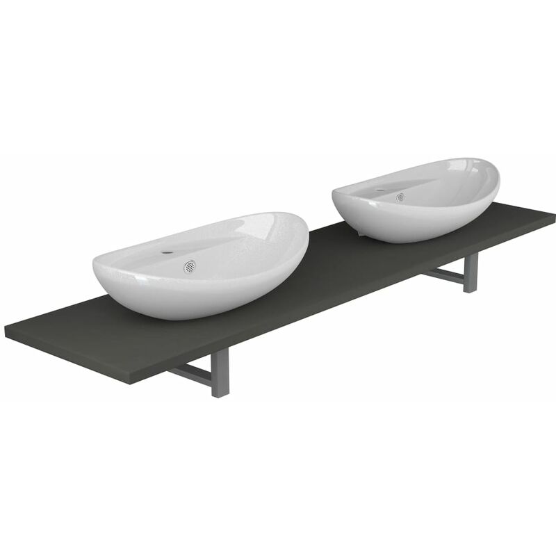 

Happyshopping - Conjunto de muebles de bano de tres piezas ceramica gris