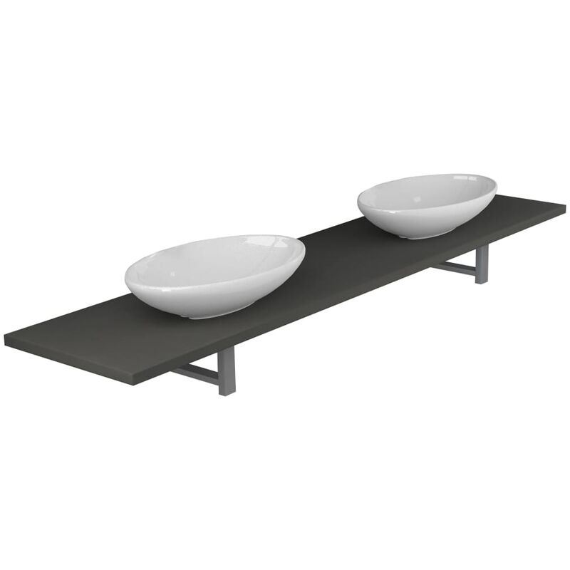 

Conjunto de muebles de bano de tres piezas ceramica gris
