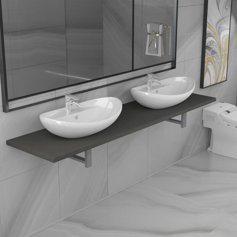 

Conjunto de muebles de baño de tres piezas cerámica gris