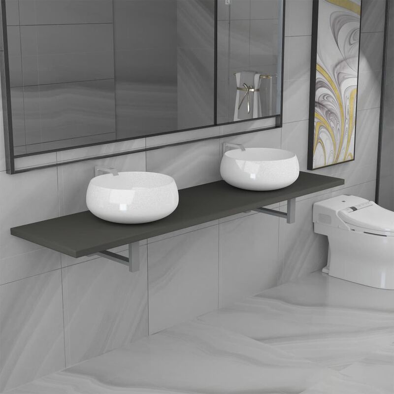 

Conjunto de muebles de baño de tres piezas cerámica gris